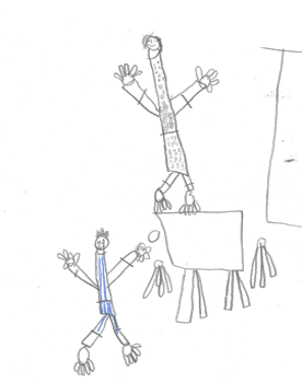 one of the Princes throws a snowball at the Queen